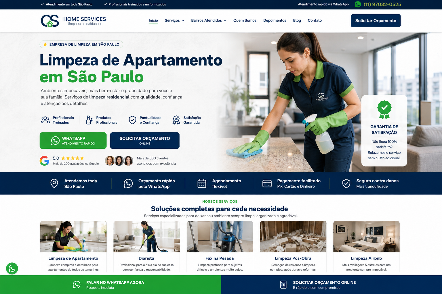 Limpeza profissional de apartamento em São Paulo - CS Home Services